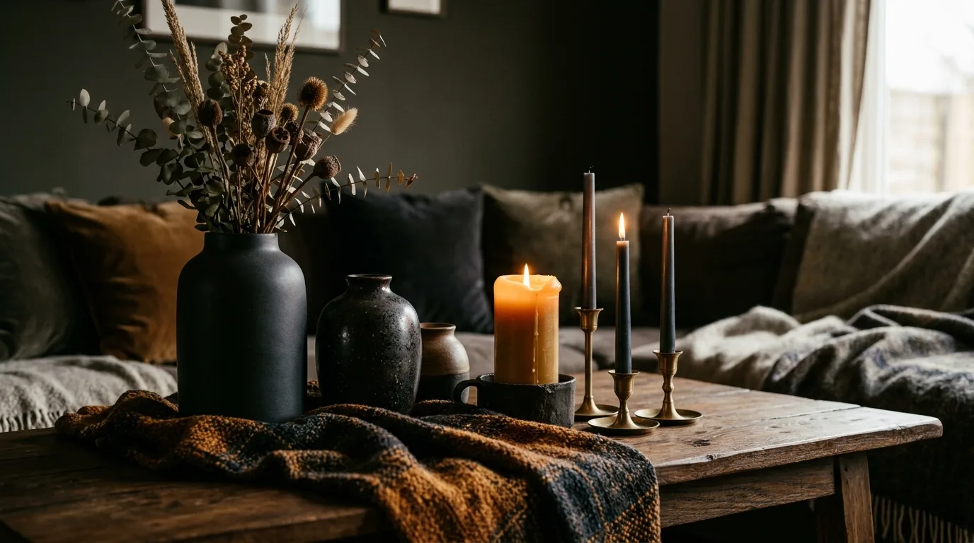 Layer lighting so the room glows instead of glaring inspiration for a moody living room.